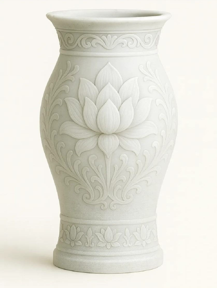 Vase décoratif imprimé en 3D – Design floral sculpté, style artisanal moderne