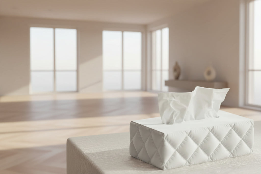 Boîte à mouchoirs imprimée en 3D – Design moderne texturé blanc